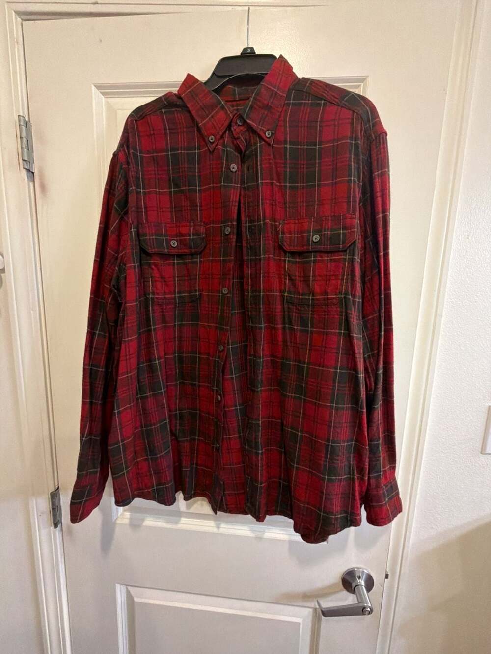 Faded Glory Mens Marron Crush Plaid Long Sleeve Button Down Flannel Shirt